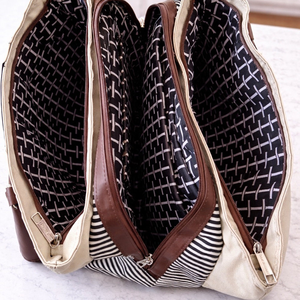 Isaac Mizrahi Black and White Striped Tote - Picture 4 of 4